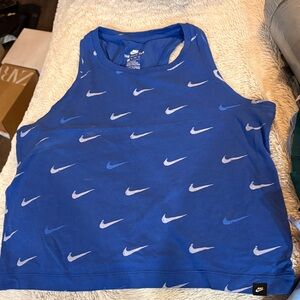 Nike Royal Blue Tank Top with White Swoosh Design